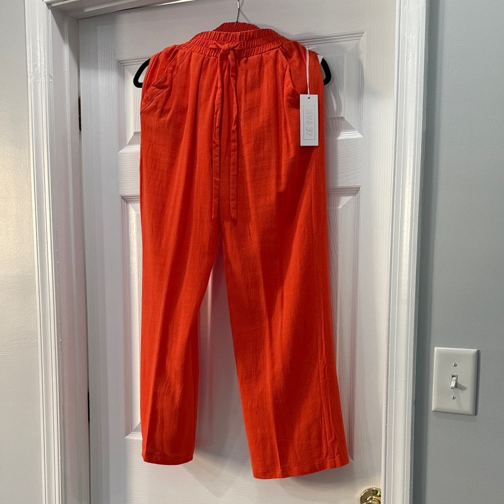 NWT Sienna Sky Orange Linen Blend Pants Small